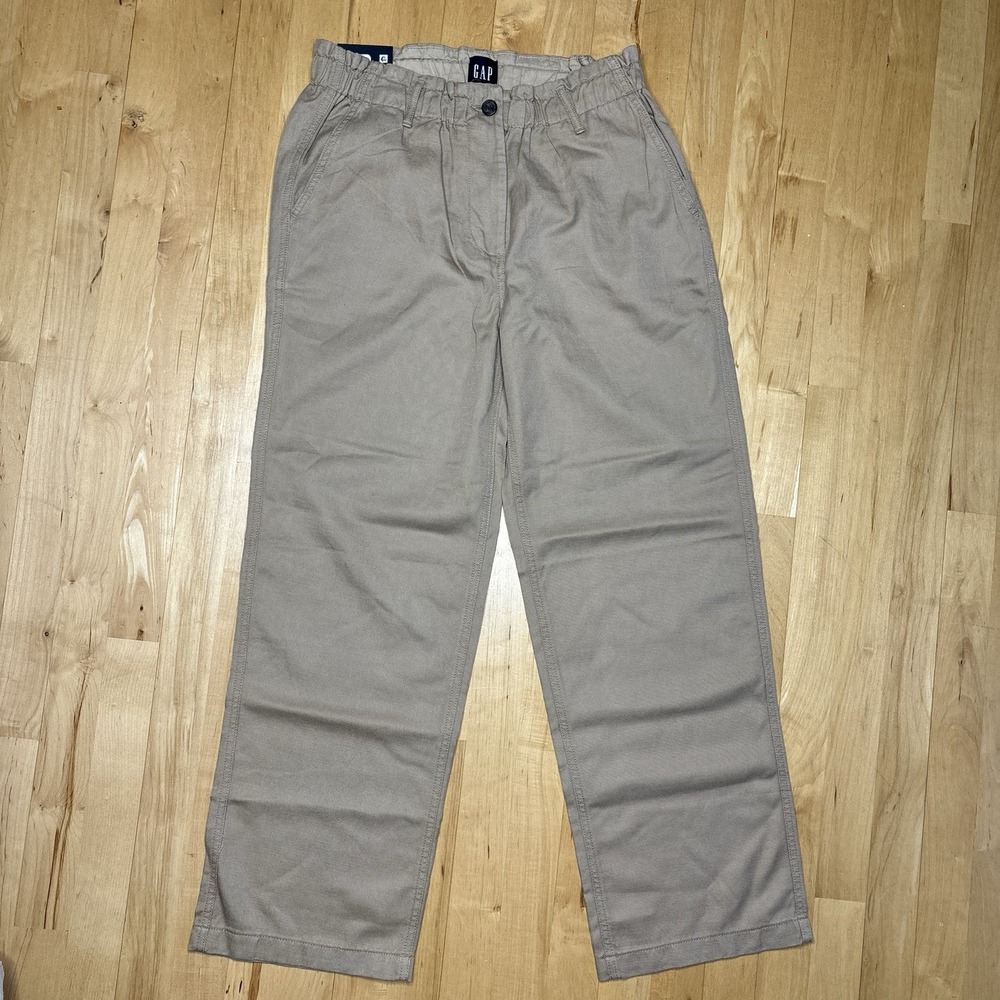 Gap Easy Twill Pants Medium Elastic Drawstring Ankle Khaki‎ Minimalist Casual